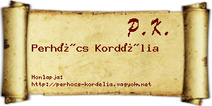 Perhócs Kordélia névjegykártya